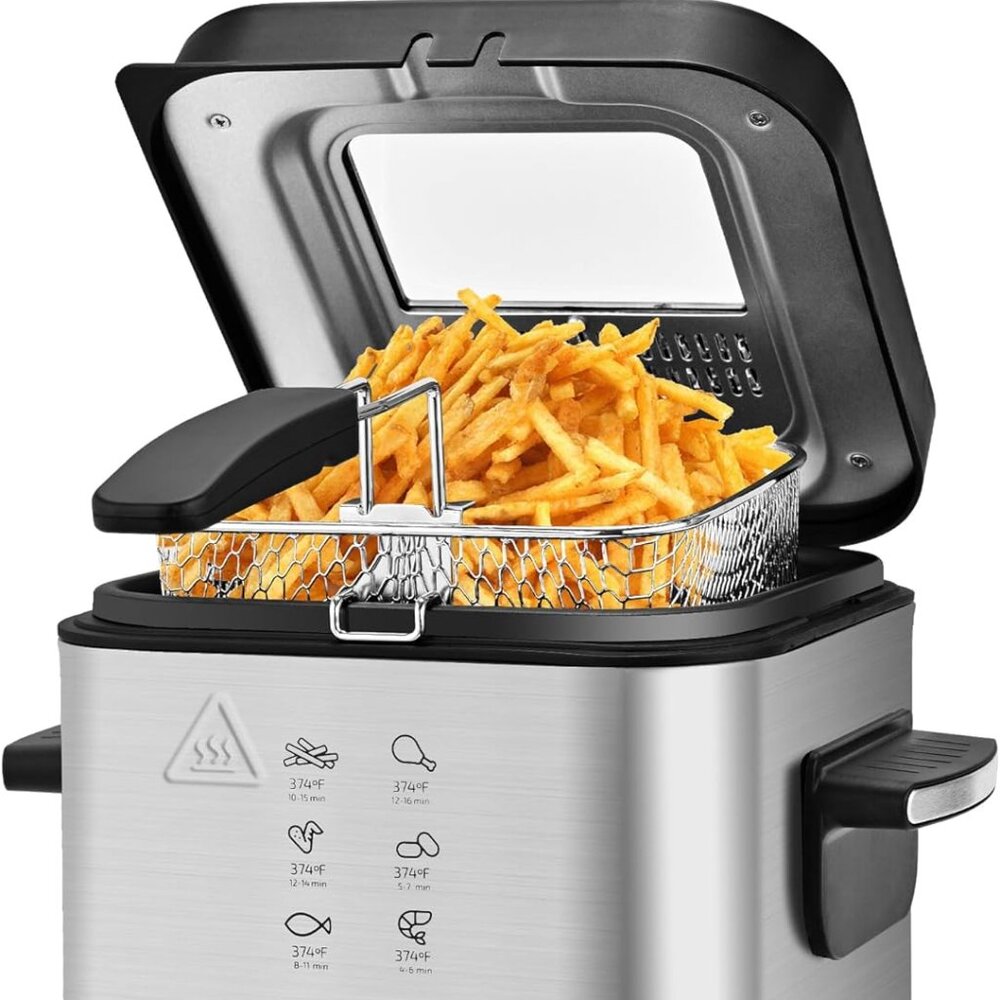 Deep Fryer 1.5L Cool Touch with Basket Nonstick Removable Lid